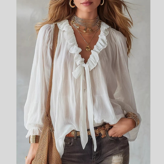 Ruffle Long Sleeve Blouse
