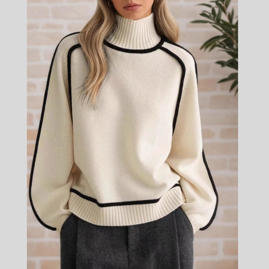 Contrast Trim Turtleneck Sweater