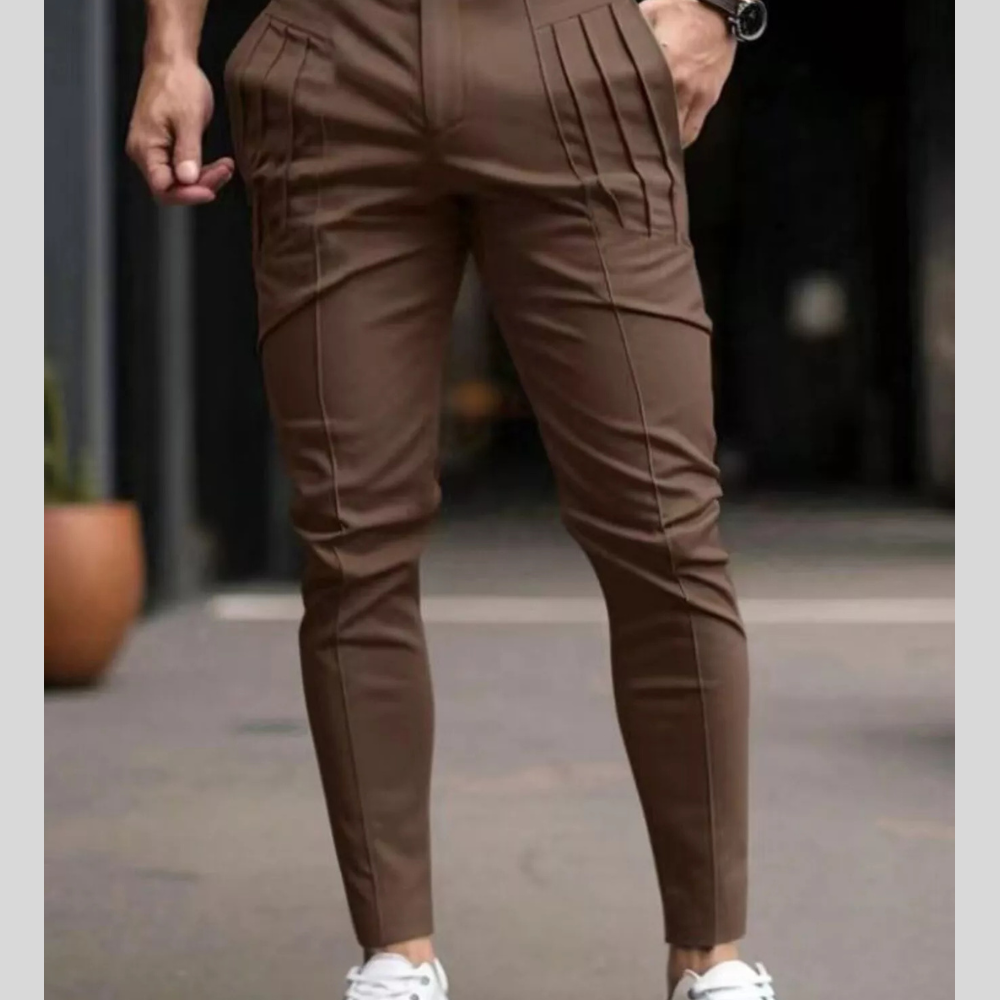 Men's Full Size Pleated Slim Fit Casual Pants Plus Size