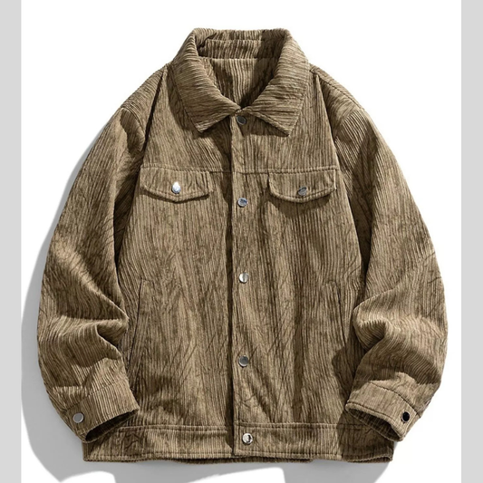 Men's Plus Size Corduroy Button-Down Casual Jacket