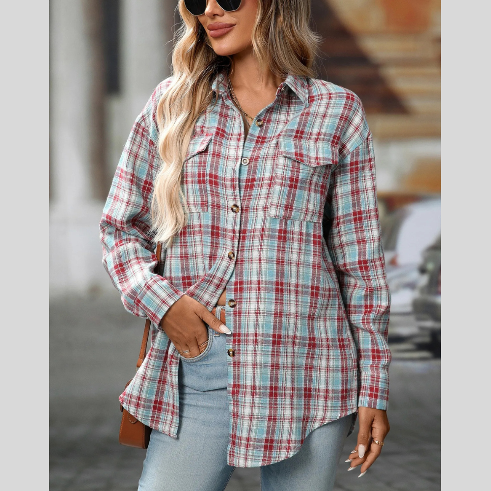 Plaid Button-Down Oversized Shirt