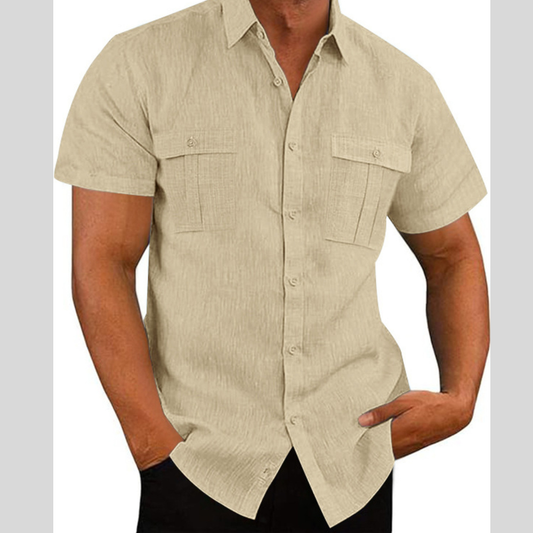 Men's Full Size Short Sleeve Shirt with Pockets Plus Size