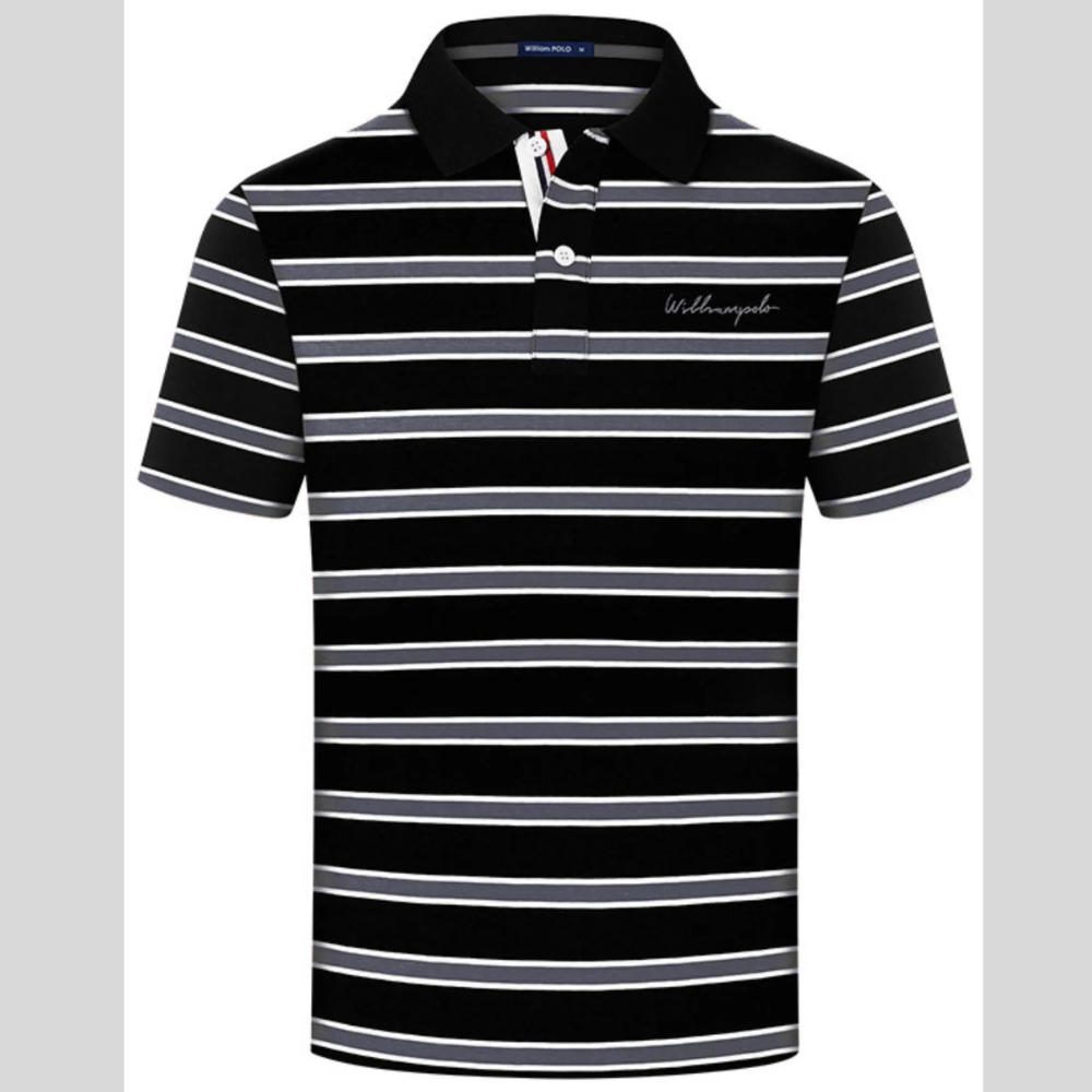Men's Plus Size Striped Short Sleeve Polo Shirt