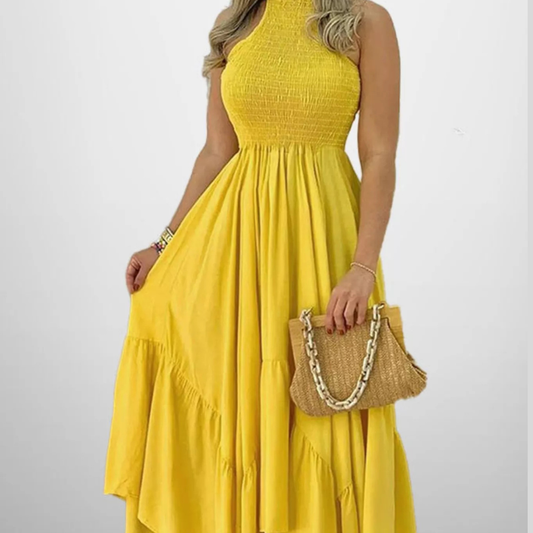 Full Size Smocked Sleeveless Ruffle Hem Maxi Dress Plus Size
