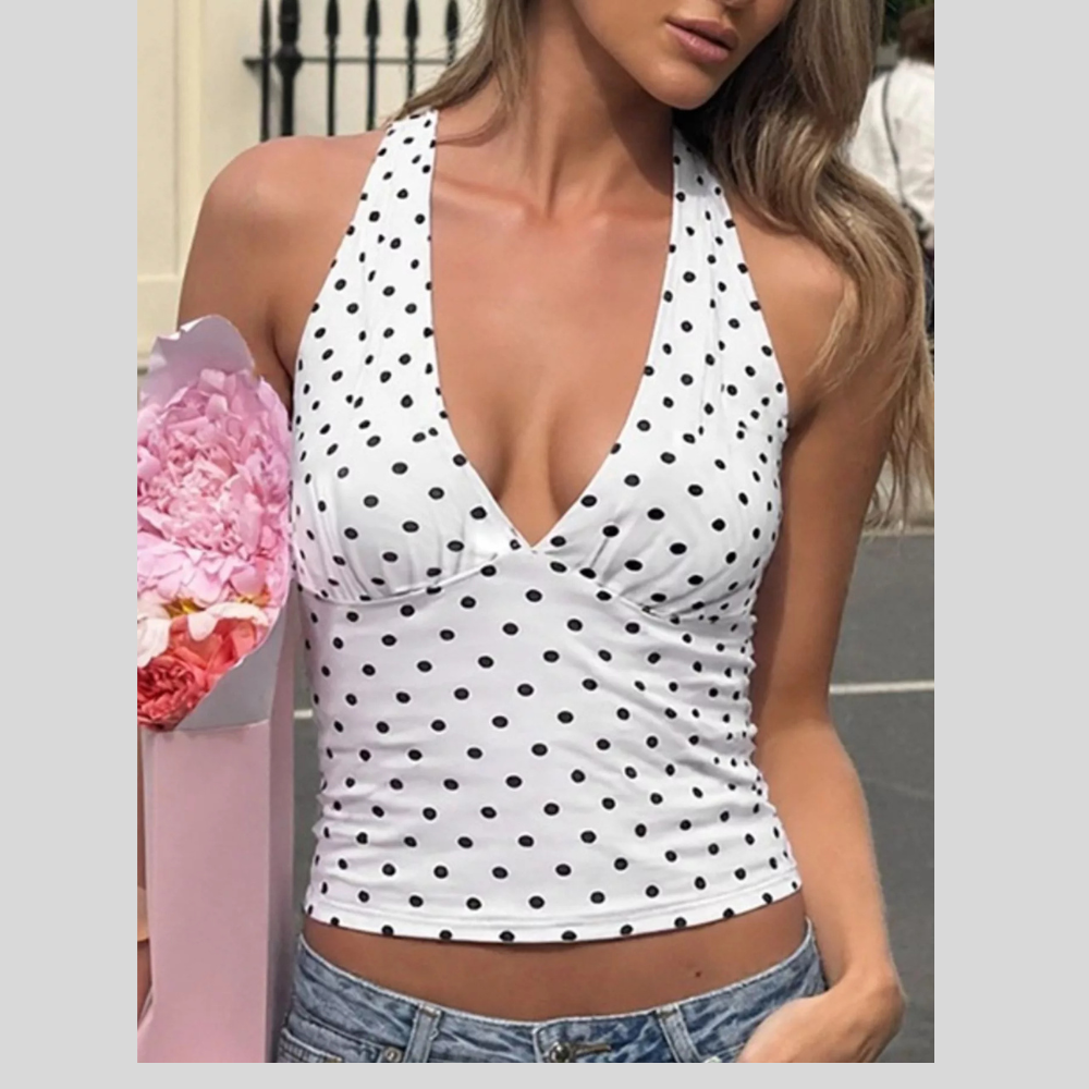 Polka Dot Halter Neck Cami