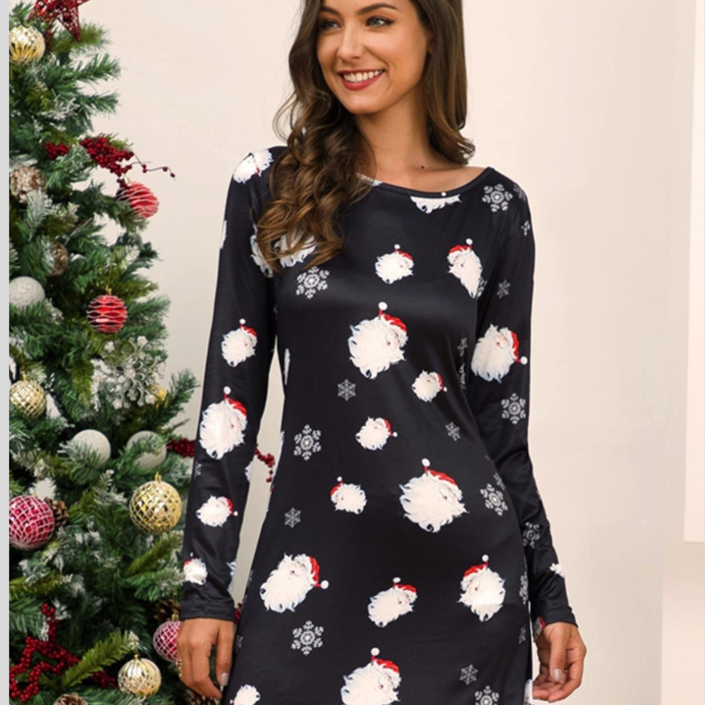Full Size Christmas Long Sleeve Dress
