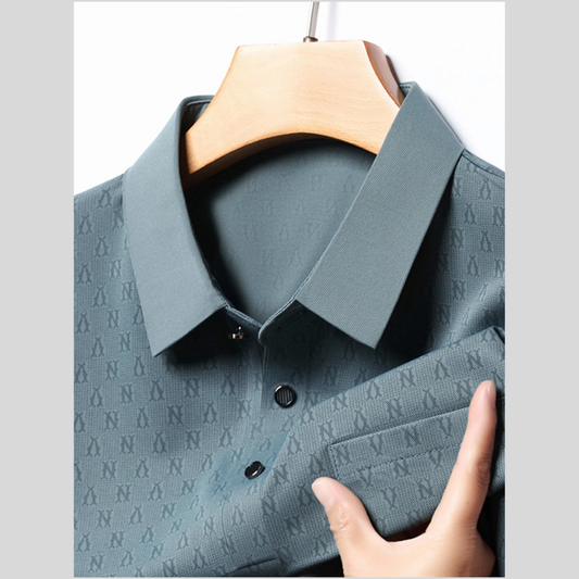 Men's Plus Size Textured Short Sleeve Casual Polo Shirt