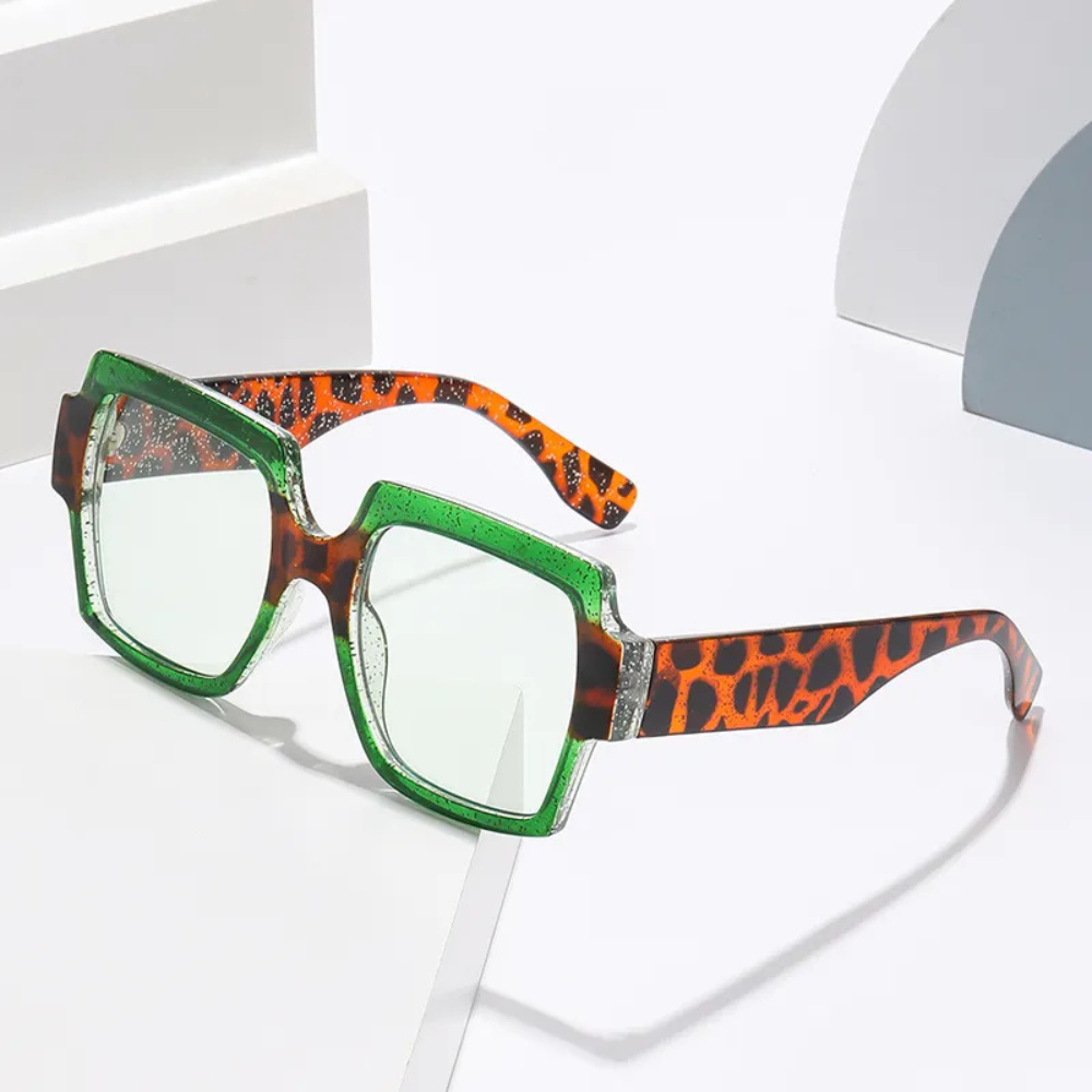 Square Frame Glasses with Colorful Temples