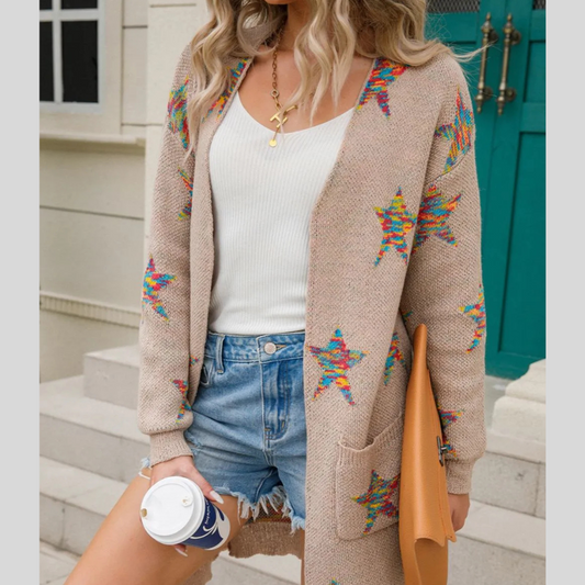 Angel Wings Star Open Front Long Sleeve Cardigan