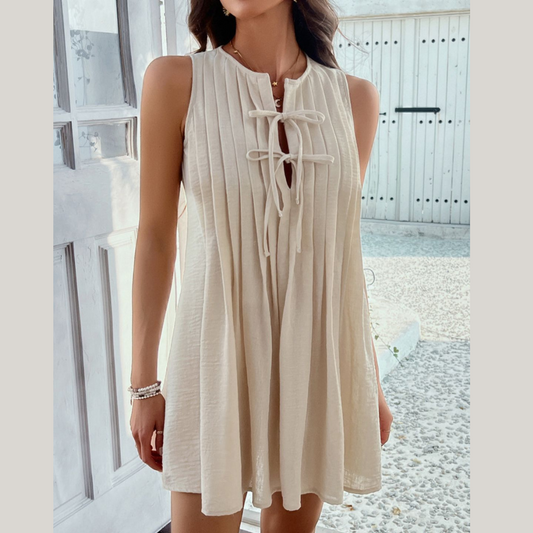 Devine Pleated Sleeveless Mini Dress