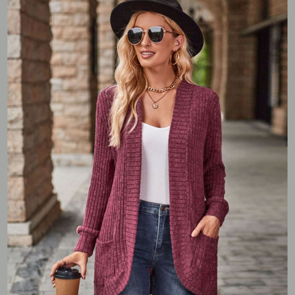 Open Front Cardigan with Pockets