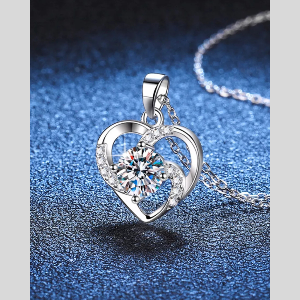 Sparkling Zircon Heart Pendant Necklace
