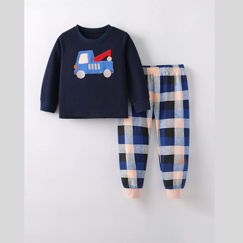 Children's Truck Applique Long Sleeve Top and Pants Set