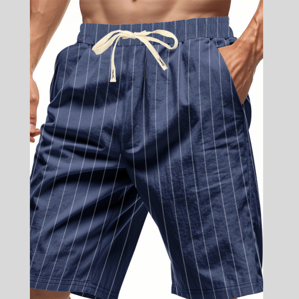 Men's Full Size Striped Drawstring Casual Shorts Plus Size