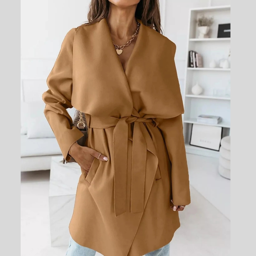 Tie Waist Long Sleeve Outerwear