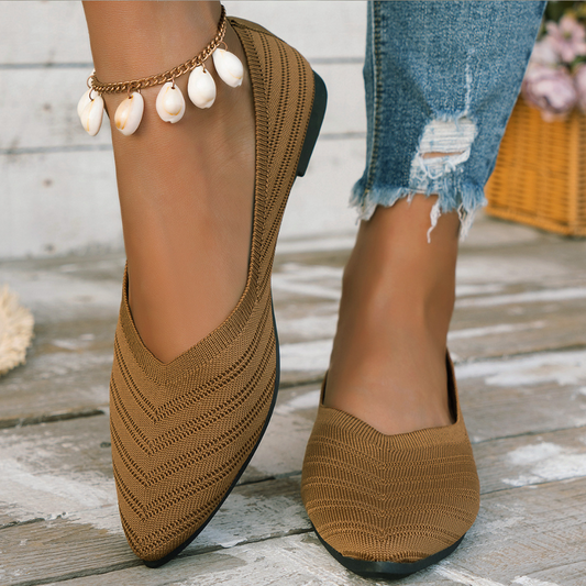 Mesh Point Toe Solid Color Slip-Ons
