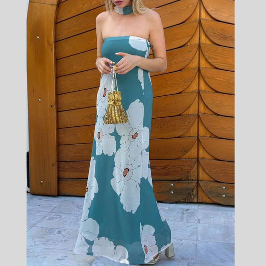 Printed Tube Maxi Dress