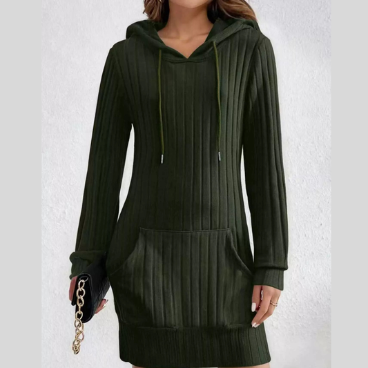Ribbed Knit Hoodie Dress