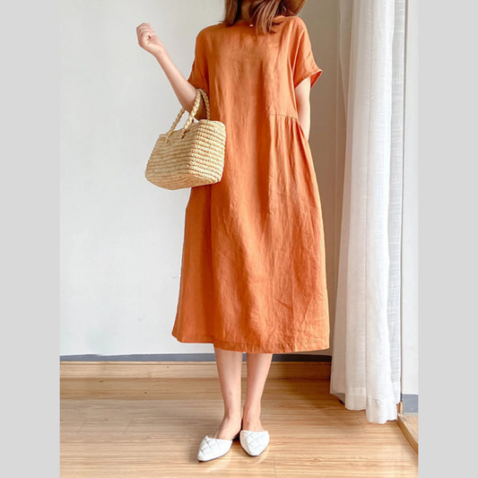 Full Size Casual Round Neck Midi Dress Plus Size