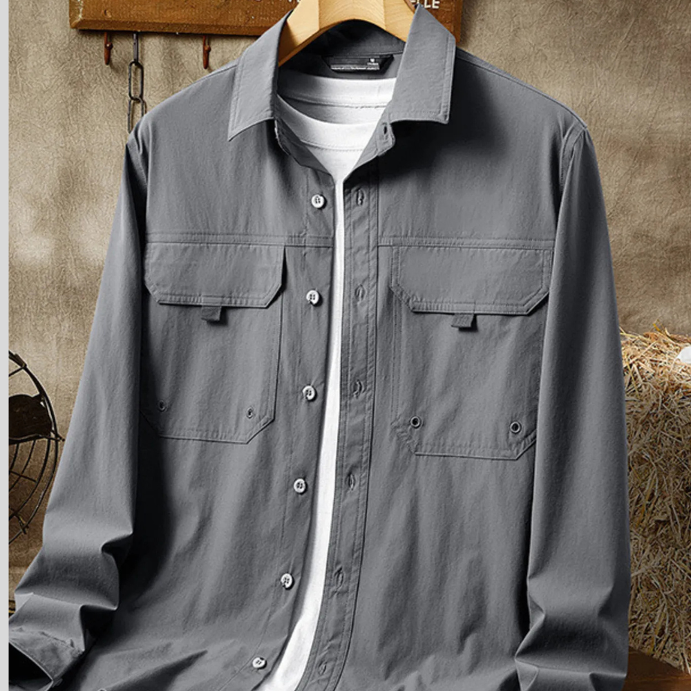 Men's Plus Size Casual Lightweight Button-Down Shacket