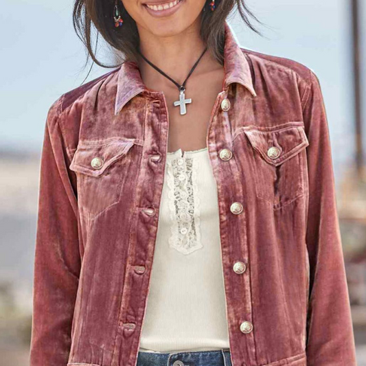 Button Up Long Sleeve Jacket with Chest Pockets