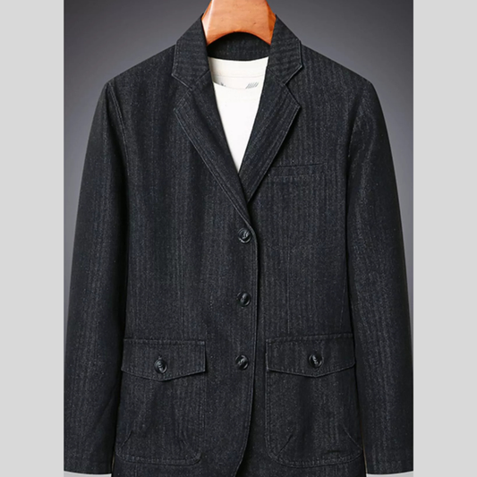 Men's Plus Size Classic Fit Textured Denim Blazer