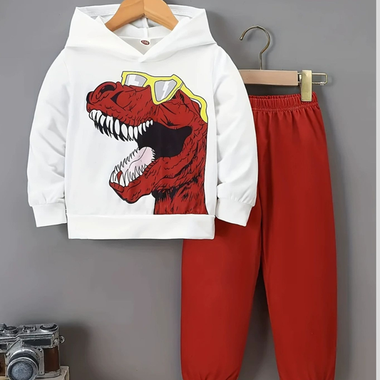 Children's Dinosaur Graphic Hoodie and Pants Set