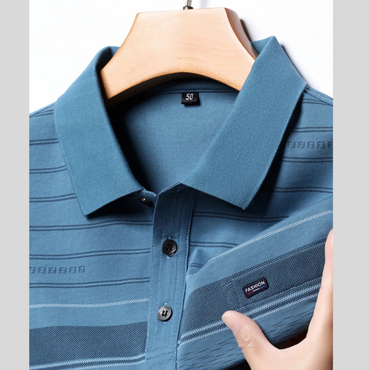 Men's Plus Size Office-Ready Striped Polo – Casual & Smart Look