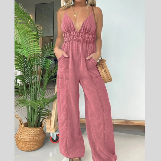 Full Size Wide Leg Spaghetti Strap Jumpsuit Plus Size