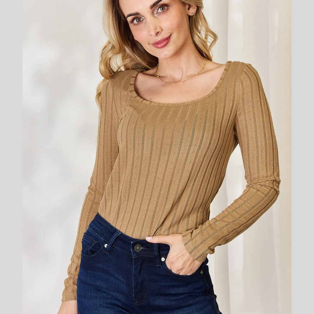 Basic Bae Full Size Ribbed Long Sleeve T-Shirt