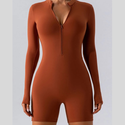 Half Zip Long Sleeve Active Romper