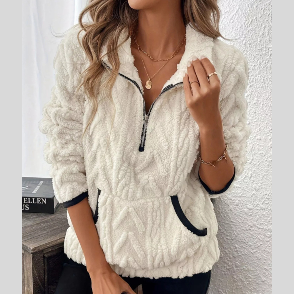 Full Size Sherpa Half Zip Sweatshirt Plus Size