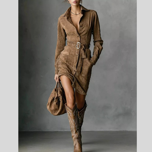 Long Sleeve Button-Down Shirt Dress