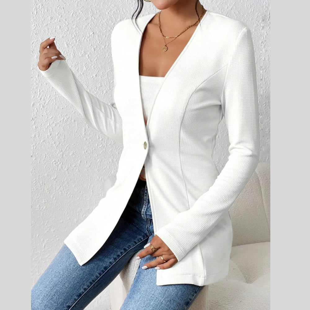 One Button Long Sleeve Blazer