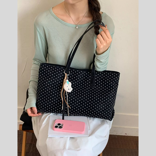 Polka Dot Casual Shoulder Handbag
