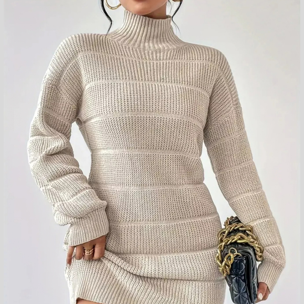 Turtleneck Long Sleeve Sweater Dress