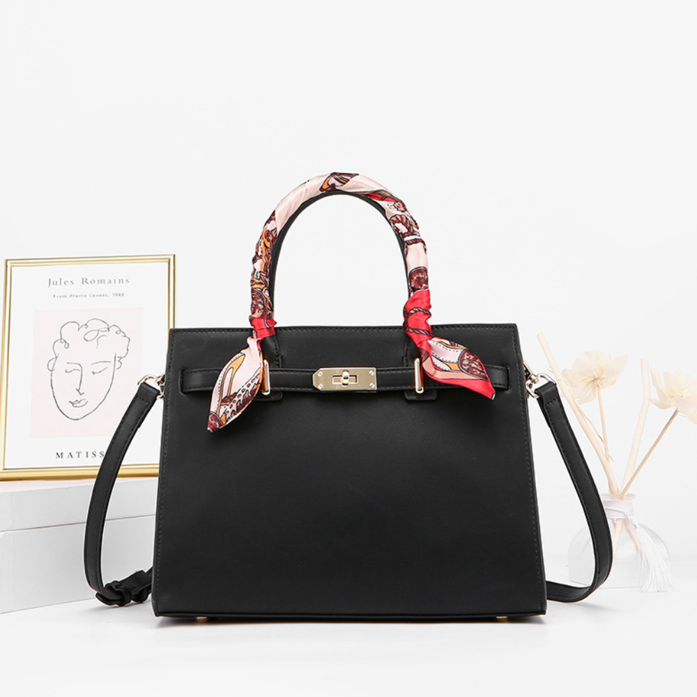 Leather Handbag with Detachable Shoulder Strap