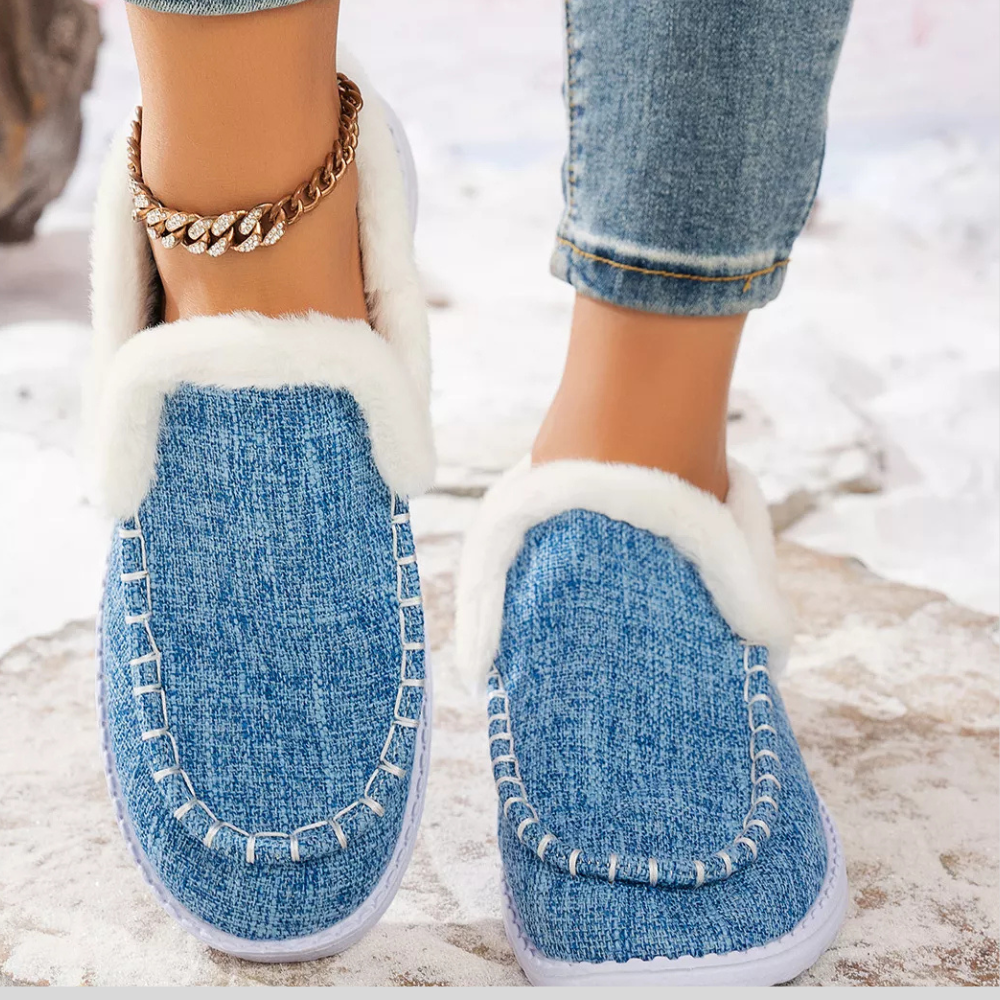 Faux Fur Lined Round Toe Shoes