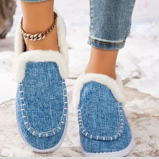 Faux Fur Lined Round Toe Shoes