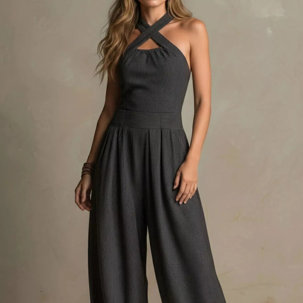 Full Size Halter Neck Wide-Leg Jumpsuit Plus Size