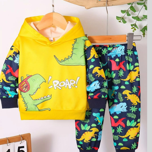 Children's Dinosaur Print Hoodie and Pants Set