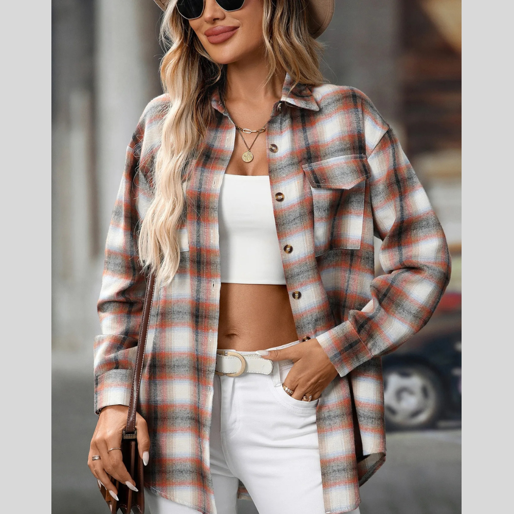 Oversized Plaid Button-Up Shirt