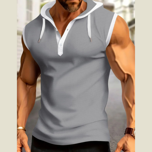 Men's Full Size Waffle-Knit Hooded Tank Plus Size