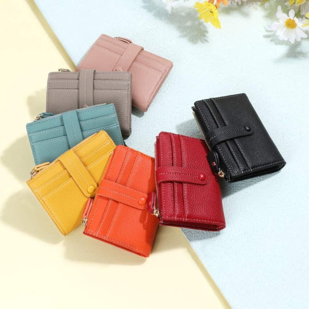 Women's Rfid Anti-theft Refreshing Multiple Card Slots Short Litchi Wallet