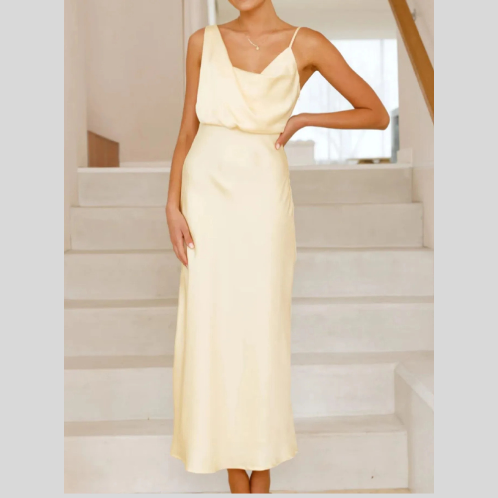 Satin Asymmetrical Midi Dress