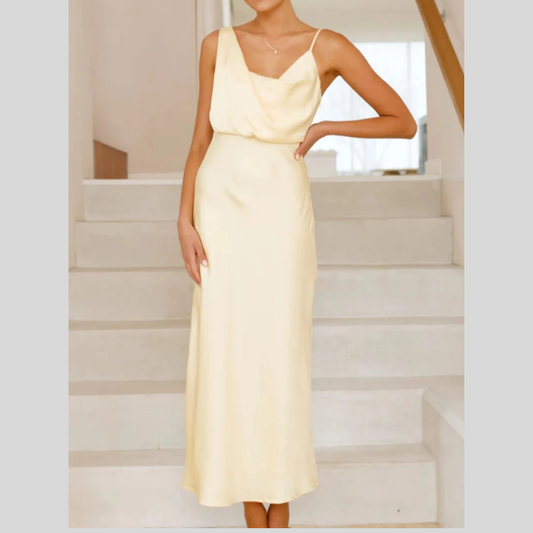 Satin Asymmetrical Midi Dress