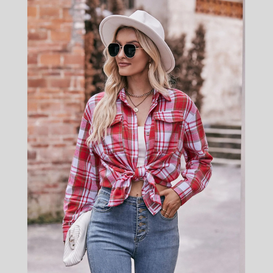 Plaid Button-Down Long Sleeve Shirt