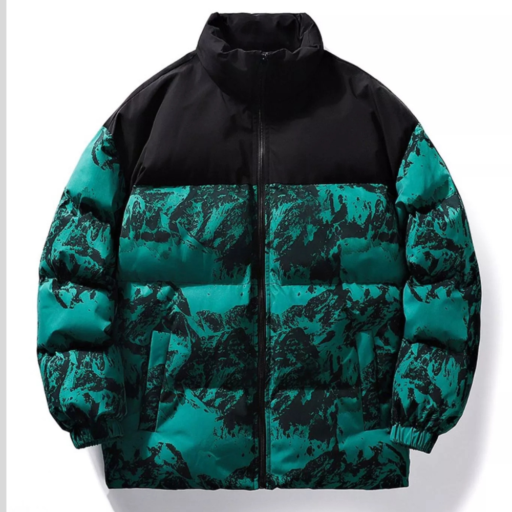 Men's Full Size Printed Padded Winter Coat Plus Size