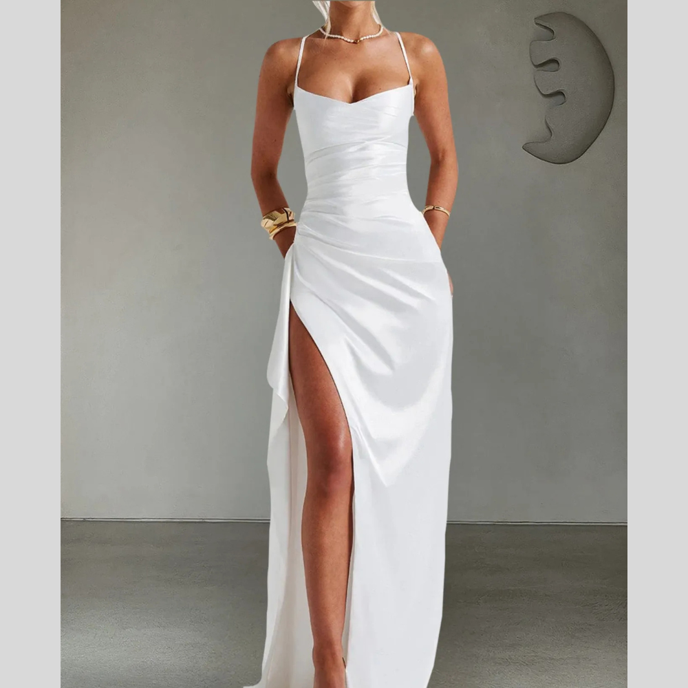 Slit Crisscross Back Maxi Cami Dress