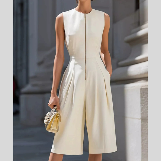 Sleeveless Wide-Leg Zipper Front Jumpsuit